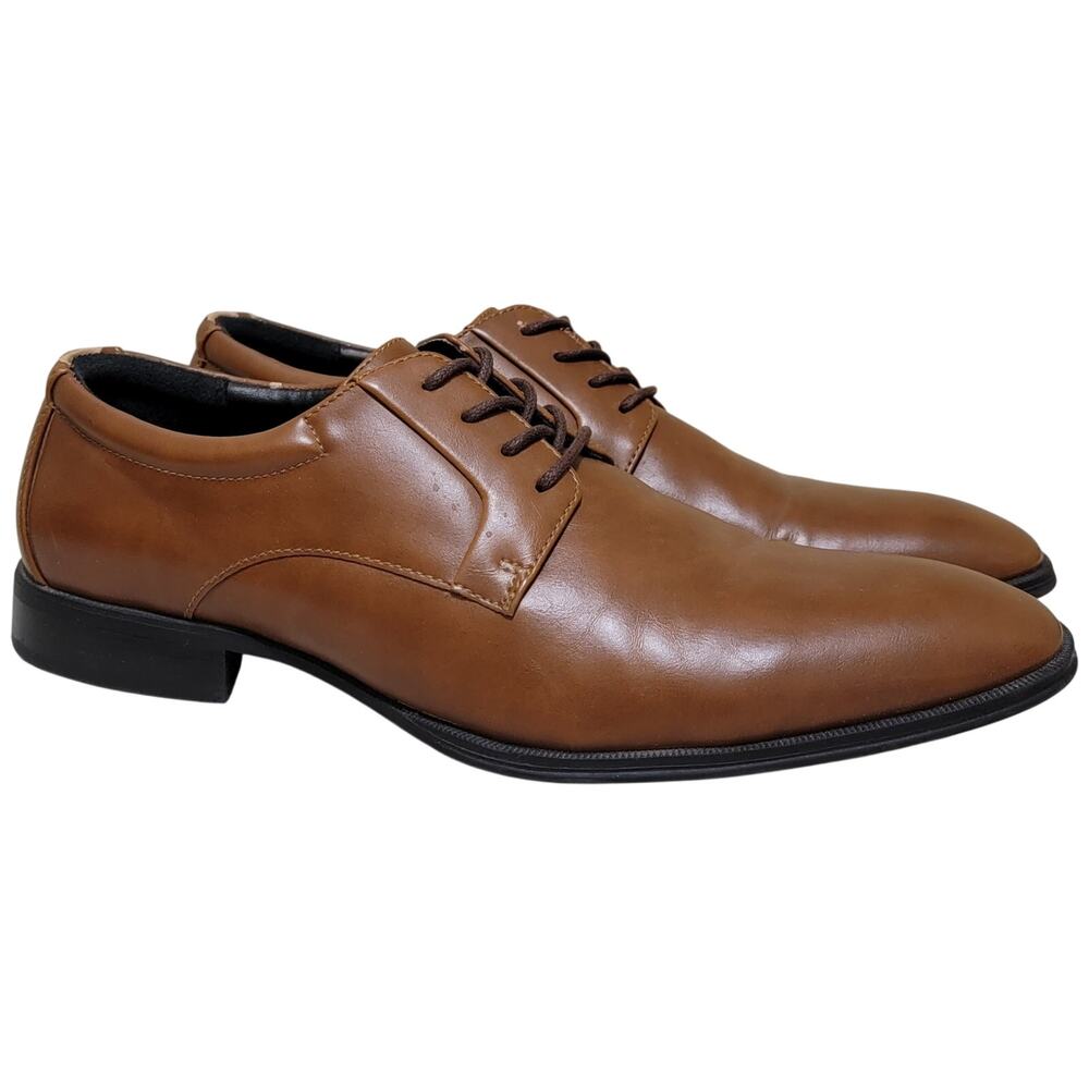 Alfani Men Andrew plain Toe Derby Oxfords Size US 8.5M Dark Tan Faux Leather